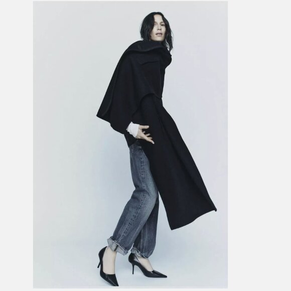 Zara Black Oversized Coat - Picture 3 of 13